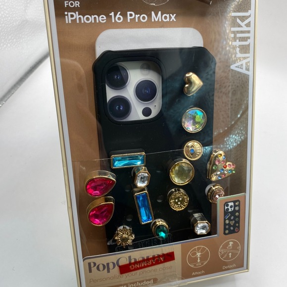 Artikl iPhone 16 Pro Max Phone Case Black 15 Pop Charms Jewel Rhinestone NIB - Picture 3 of 3